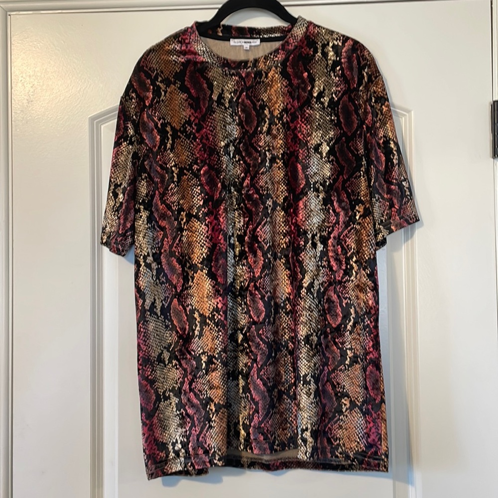 Fashion Nova SnakePrint Suede Shirt